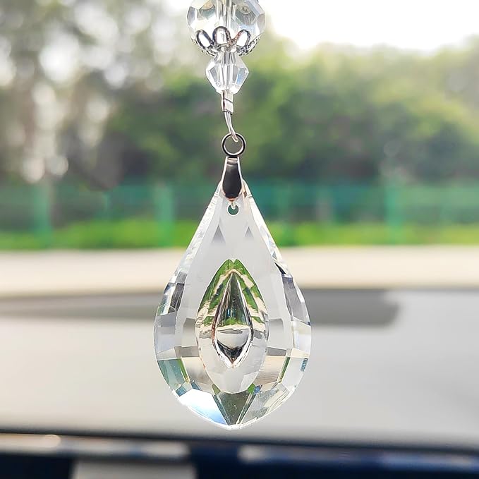 Crystal Sun Catcher Rear View Mirror Accessories, Colorful Crystals Suncatcher Car Mirror Hanging Accessories Car Decor, Hanging Ornament for Window Home Garden etc.