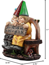 Ebros Grow Old with Me Mr and Mrs Gnome Statue 11" Tall for Patio Garden Lawn Home Decor Figurine (2)