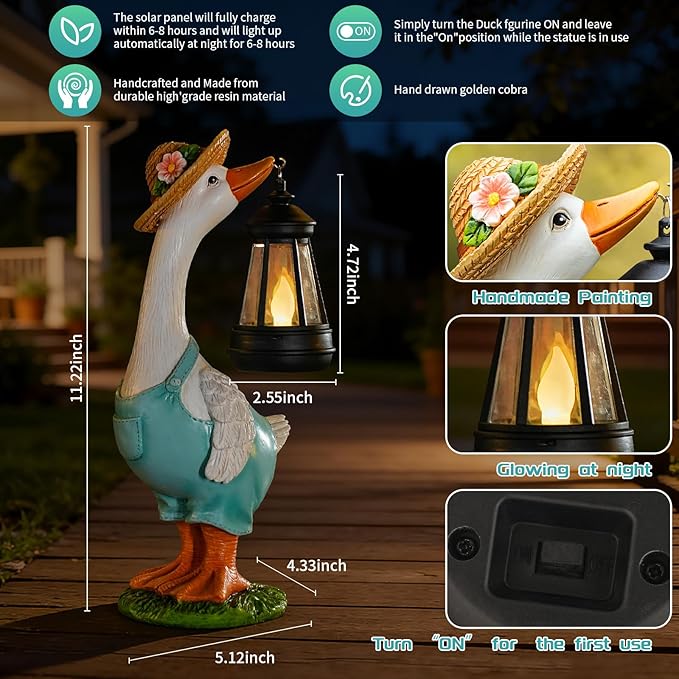 Solar Garden Outdoor Statues Goose, Goose Outdoor Lawn and Garden Statue, Lawn Decor Statue for Patio, Balcony, Yard Ornament - Gifts for Mom Grandma Women