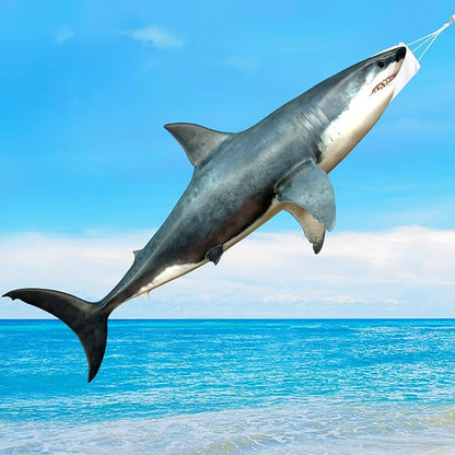 Flutesan Blue-gray 49 Inch Shark Wind Sock Heavy Duty Fish Windsock Outdoor Decor Fish Flag Hanging Decor for Outside Garden Boat Gone Fishing Party Beach Party Decoration