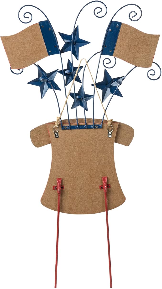 Glitzhome 30.25" H Wooden/Metal American Flags Patriotic Garden Yard Stake, 4th of July Wall Decor for Home Yard Front Door National Day Decoration