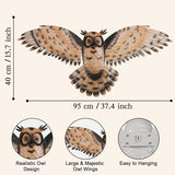 JJALIGHTS 37" Large Metal Owl Wall Art Outdoor Indoor Decor - Flying Owl Wall Hangings for Garden Patio Home Bedroom Office Decoration