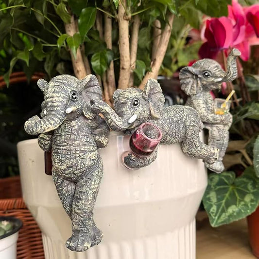 3-piece Fairy Garden Gnome Set, Beer-Drinking Gnome Resin Statue, Outdoor Decorative Item (Gray)