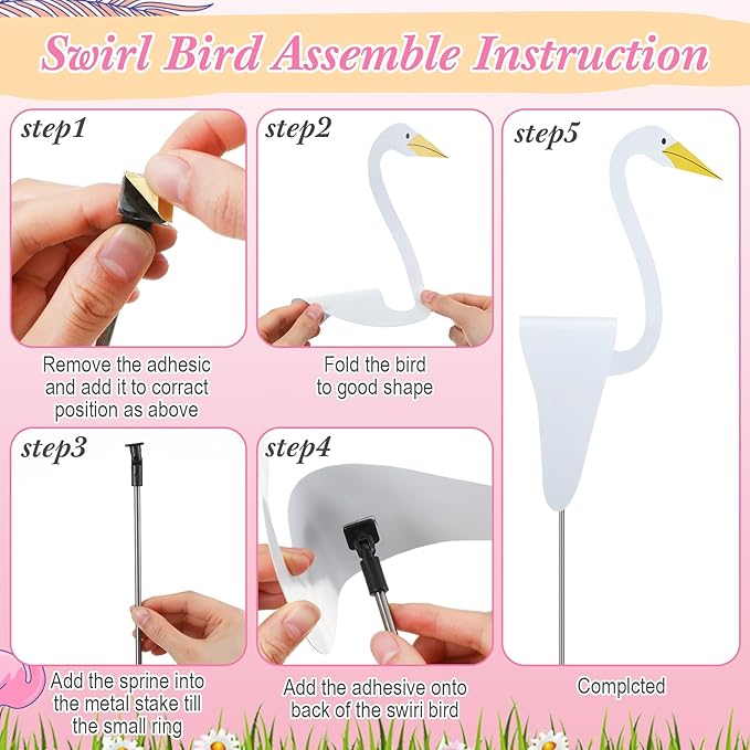 Sliner 3 Pcs Flamingo Shaking Head Dancing Yard Decorations Vibrant Pink Rose Red White Bobbing Flamingos with Replaceable Adhesive Dots for Garden Porch Patio Lawn Ornaments Outdoor Decor