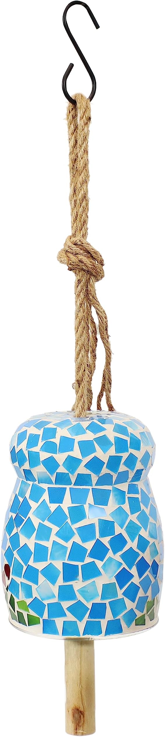 Sunnydaze Spring Flowers Wind Bell - Mosaic Glass Wind Chime Bell for the Patio, Deck, or Porch - 7"