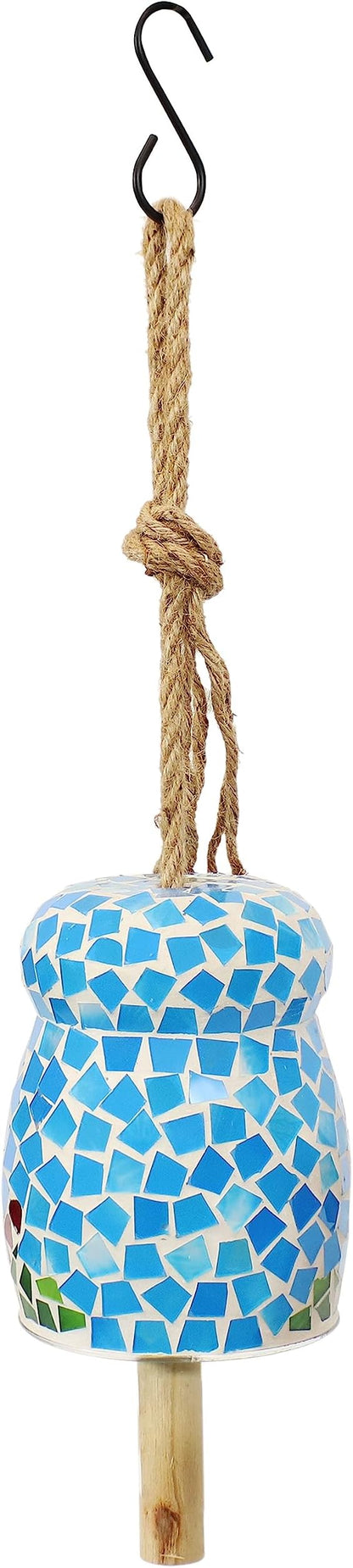 Sunnydaze Spring Flowers Wind Bell - Mosaic Glass Wind Chime Bell for the Patio, Deck, or Porch - 7"