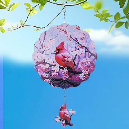 Cardinal Wind Spinners Outdoor - 3D Metal Wind Spinner for Yard and Garden Art Decor, Hanging Kinetic Wind Spinners, 12 Inch Bird Wind Sculpture, Cardinal Gifts for Women Men