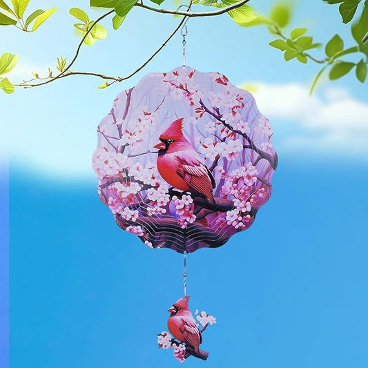 Cardinal Wind Spinners Outdoor - 3D Metal Wind Spinner for Yard and Garden Art Decor, Hanging Kinetic Wind Spinners, 12 Inch Bird Wind Sculpture, Cardinal Gifts for Women Men