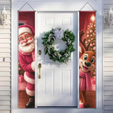 BlissYard Christmas Porch Banners 12x71 Inch Merry Christmas Banner Snowflakes Reindeer Pink Santa Door Cover Winter Holiday Banner Xmas Door Decor Welcome Hanging Signs for Front Door Porch Outdoor Home Party Decorations