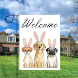 Gkyygk Welcome Dogs Welcome Garden Flag 12x18 Inch Banners Vertical Double Sided Yard Flag Burlap Farmhouse Outdoor Lawn Patio Decor
