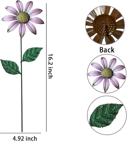 Metal Flowers for Outside, 16.15" 4-Pack Metal Colorful Butterfly & Flower Decorative Garden Stakes for Spring Garden Decor, Shaking Head Yard Art Decorations for Patio Lawn Ornaments
