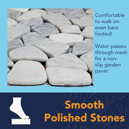 Bits and Pieces - Stepping Stones Outdoor Walkway - 12" Square Marble Landscaping Decorative Stepping Stones - Set of Three (3) - Backyard Decor Garden Pavers for Outside Walkway