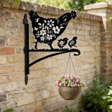 Rngmsi Metal Plant Hangers Outdoor, Hen and Chicks Wall Mounted Hanging Plant Bracket Outside, Flower Pot Bird Feeder Wind Chimes Hangers Decorations