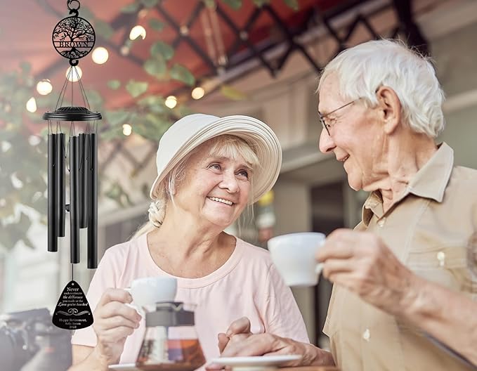 37" Tree of Life Retirement Wind Chimes - Large Deep Tone Personalized Retirement Gifts for Women & Men, Happy Retirement Decorations, Thank You Appreciation Gift for Coworker, Teacher, Nurse