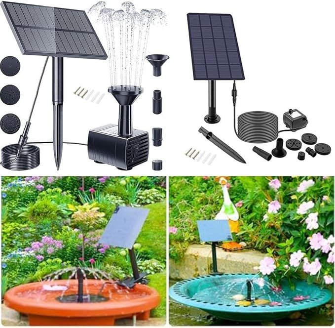 Solar Garden Fountain with Adjustable Spray Options, Perfect Addition to Bird Baths and Ponds (1.5W Without Battery)