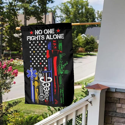 No One Fights Alone Garden Flag Double Sided Vertical 12×18 Inch Banners Double Sided For Lawn Patio Yard Garden Home Outdoor Decor
