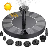 Bluelans Solar Bird Bath Fountain Pump, 5.1" Solar Powered Water Fountain Pump with 6 Nozzles, Black