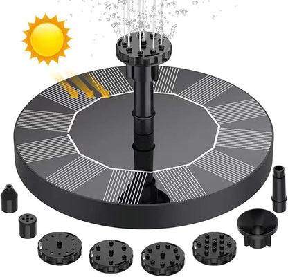 Bluelans Solar Bird Bath Fountain Pump, 5.1" Solar Powered Water Fountain Pump with 6 Nozzles, Black