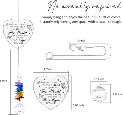 Glass Suncatcher Ornament - Unique Memorial Mother's Day for Loss of Family, Loved Ones - Crystal Rainbow Maker - Hanging Crystal Decor - Loss of Mom Dad Friend Pet