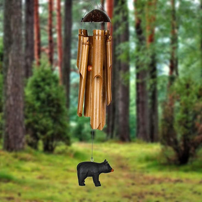 Woodstock Chimes Asli Arts Collection, Half Coconut Bamboo Chime, Medium (23'') Bear, Bamboo Wind Chimes for Outdoor, Patio, Home or Garden Décor (CBEA)