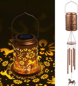 Janinka Horse Solar Wind Chimes for Outside, 35'' Memorial Wind Chimes Horse Gifts for Women Mom Grandma, Metal Decorative Solar Lantern Windchimes Outdoors Unique Gifts for Garden Decor