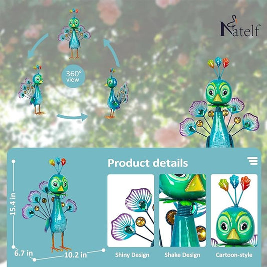 Natelf Metal Statue Peacock Sculpture for Outdoor Garden, Yard, Patio, Lawn & Indoor Home Decor, Peacocks Statues Gift for Women, Mom, Grandma on Mother's Day & Birthdays.