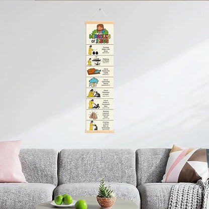 Miracles of Jesus Banner, Church Banner, Christian Rustic Hanging Door Flag, Farmhouse Decorations Outdoor Indoor, Church Activity Decor, Bible Lesson, Scripture and Words Decorations