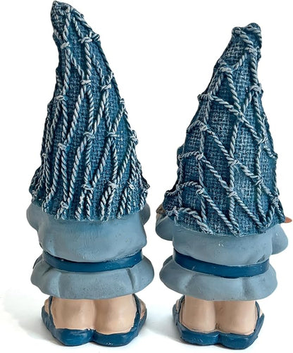 LIFFY Garden Gnomes Statues Outdoor Funny Garden Decor Indoor Resin Beach Gnome Sculpture Ocean Gnomes for Beach, Patio, Lawn, Yard, Porch, Bookshelf Gifts (Blue and White)