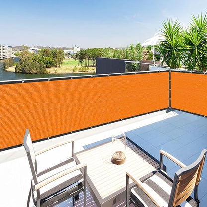 Houssity Orange 3' x 12' Balcony Deck Fence Privacy Screen Cover Panel Shade Cloth Fabric for Chain Link Fence Patio Pool Railing Driveway Walkway Porch Playground Dog Kennel Residence Commercial Use
