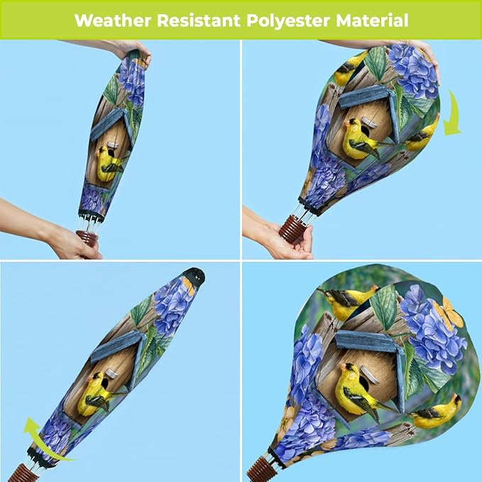 Briarwood Lane Goldfinches and Hydrangeas Hot Air Balloon Spinner