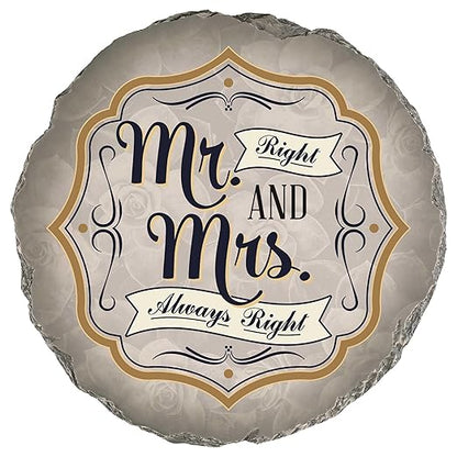 Magnolia Garden 10-Inch Mr. Right and Mrs. Always Right Funny Stepping Stone – Decorative Resin Garden Walkway Tile – Witty Wedding & Anniversary Outdoor Accent