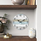 CHYLIN Wall Clock 12 Inch Bathroom Clock, Rustic Wall Clocks Battery Operated, Silent Non Ticking Wooden Coastal Beach Clock for Kitchen, Living Room, Bedroom (White)
