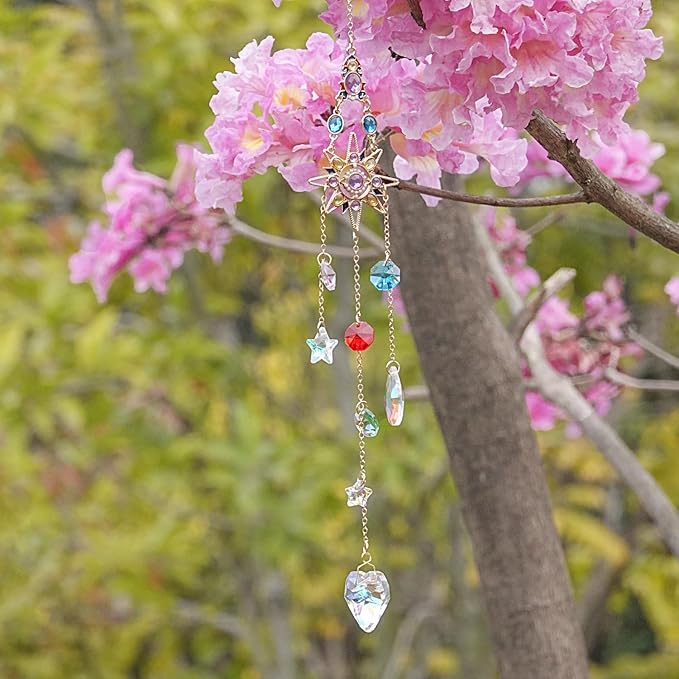 Sun Rhinestones Crystal Suncatcher for Car Charm-Window Hanging Decoration for Indoor Outdoor Garden - Prism Suncatcher Ornament Pendant