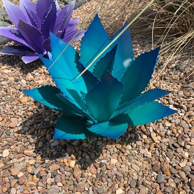Decorative Metal Agave (Cupreate) - Garden Art (Turquoise)