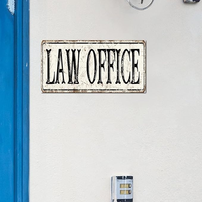 Madcolitote Personalized Law Office Street Sign Vintage Law Office Wood Signs Farmhouse Wall Art Rustic Wall Decorations for Living Room Home Decor for Home Man Cave 6x12in
