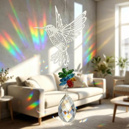 Sun Catcher Crystal Hummingbird,Indoor Window Suncatcher, Hanging Crystal Decor Creates Rainbows, Hummingbird Wall Art, Bird Deterrent Garden Gift.