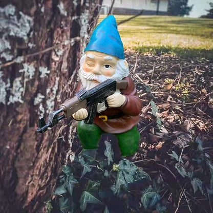 Tirifer Garden Statue Gnome with Gun, Guard Gnome for Garden Military Army Statue Tactical Soldier for Indoor Outdoor, Patio, Yard, Lawn, Christmas Ornaments, Home Décor