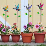 Decorative Garden Stakes,4 Pack Hummingbird Garden Decor for Outside,Metal Yard Art Spring Decor for Outdoor Porch Lawn Pathway