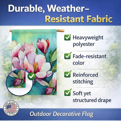 Caroline's Treasures Louisiana Magnolias in Watercolor House Flag Large Porch Sleeve Pole Decorative Outside Yard Banner Artwork Wall Hanging, Polyester, House Size, Multicolor