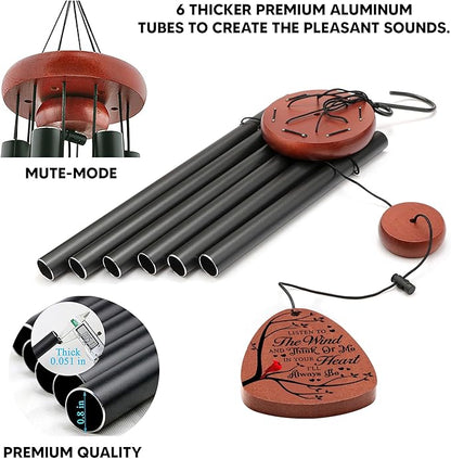 Cardinal Wind Chimes and Ceramic Ornament Sympathy Wind Chimes Home Decor Outdoor Garden, Gifts for Bereavement, Condolence, Funeral, Soothing Melodic Tones with Mute Option