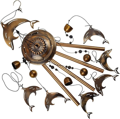 Bronze Dolphin Wind Chimes Decor, Mobile Wind Catcher, Retro Wind Bells, Blessing Wind Chime, Memorial Windchimes for Home, Balcony, Yard, Room, Xmas, Party, Indoor, Garden Decoration, Gifts for Mom