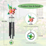 MUMTOP Hummingbird Wind Chimes for Outside, Metal Deep Tone Memorial Sympathy Wind Chime Windchimes with Flower for Patio, Outdoor,Garden,Yard,Window,Home Decor or Gifts for Women