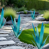 EROCK 2 Pcs Tequila Rustic Sculpture, Wind Resistant Metal Agave Plant Outdoor Home Decor, DIY Rustic Hand Painted Metal Agave Garden Art Plant Country Sculpture Statue Patio Stake Lawn Ornament Gift