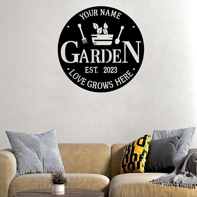 CFC0121316 Metal Garden Sign, Personalized Metal Sign Outdoor Decoration, Exclusive Customized Name Plaque Decoration for Potting Shed, Mom, Grandma, Grandpa