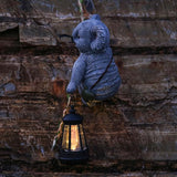 Decorative Koala Tree Climber with Solar Lantern, Gray Resin Garden Statue, Outdoor Hanging Animal Light