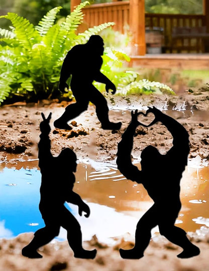 3 Pack Metal Big Foot Sasquatch Gifts, Weather-Proof Bigfoot Garden Decor Silhouette Sculptures & Statues Stakes Sign Art for Outdoor Lawn, Patio, Flower Beds, Ideal Gardening & Country Gifts