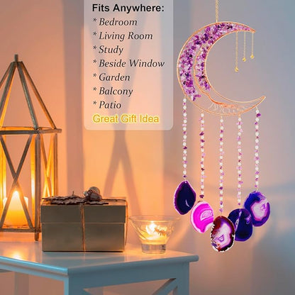 Birthday Gift for Women, Mom, Sister, Best Friend, Wife, Girlfriend, Bestie, Coworkers, Woman Gifts for Birthday, Christmas, Anniversary, Valentines Day, Amethyst Wind Chimes Purple Gifts for Women