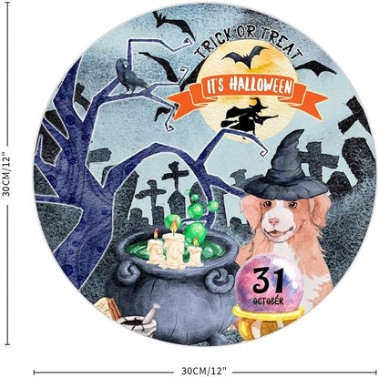 Retro Metal Sign 12"x12",Happy Halloween Scary Night Grave Witch Bats Trick Or Treat Dog Aluminum Tin Metal Sign for Home Living Room Bedroom Garden Farm Patio Decor Wall Art Poster