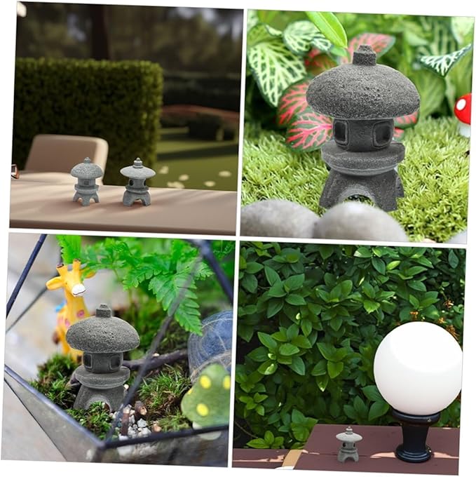 Outdoor Statue Japanese Style Zen Garden Statues 2 Pack Sandstone Decor Sculpture Decor
