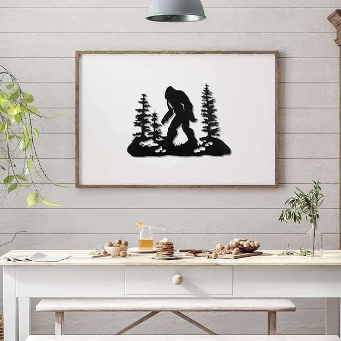 Demissle Big Foot Sasquatch Gift Bigfoot Wall Art Decor for Men Women 16 x 11 Inch Funny Birthday Sasquatch Gift Metal Yard Sign for Dad Husband Garage Garden Forest Outdoor Indoor(Black)